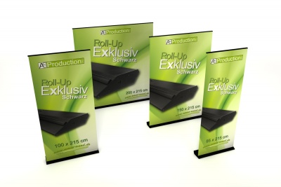 Roll Up Exklusiv Schwarz 200 cm Breit inkl. Druck