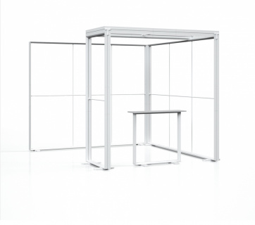 LED Messestand 3x3 mit Theke und Dach