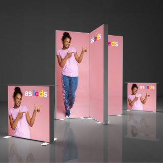 Mobiler LED Messestand mit Theke Sego 08