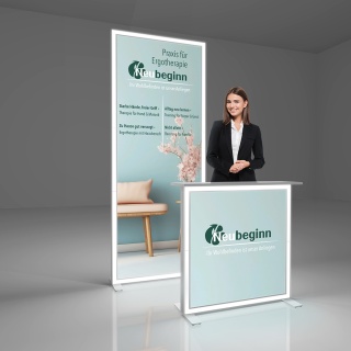 Mobiler LED Messestand proLeds mit LED Theke