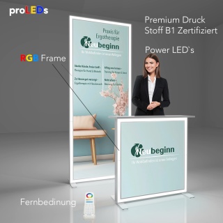 Mobiler LED Messestand proLeds mit LED Theke