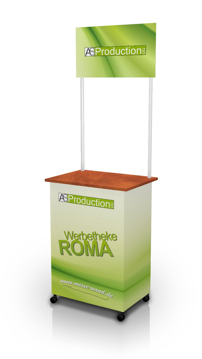 Werbetheke Roma mit Topschild