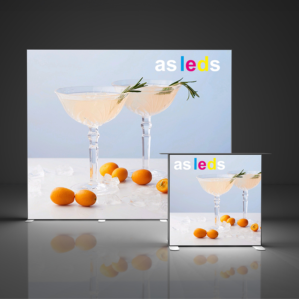 LED Messestand 300cm Breit mit Theke und Druck SEGO 01
