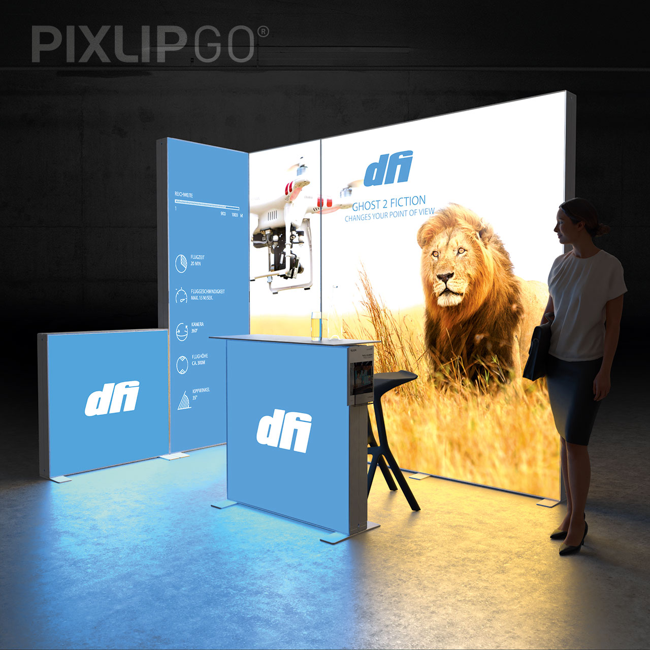 LED Messestand  Pixlip GO STAND ES3020