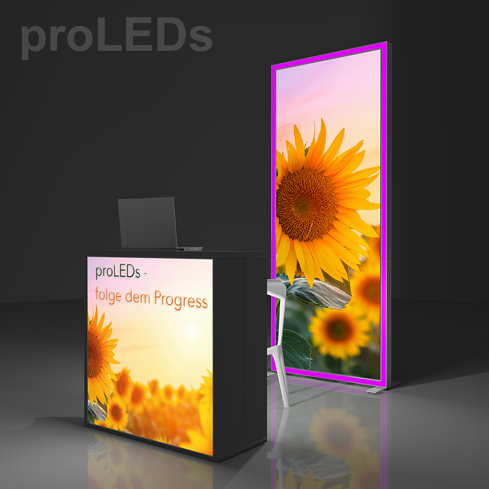LED Messestand proLeds mit  LED Theke